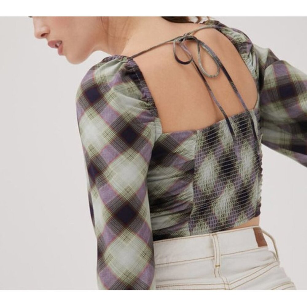 Urban Outfitters Bambi Crop Top Smocked Tie Rear Size Small